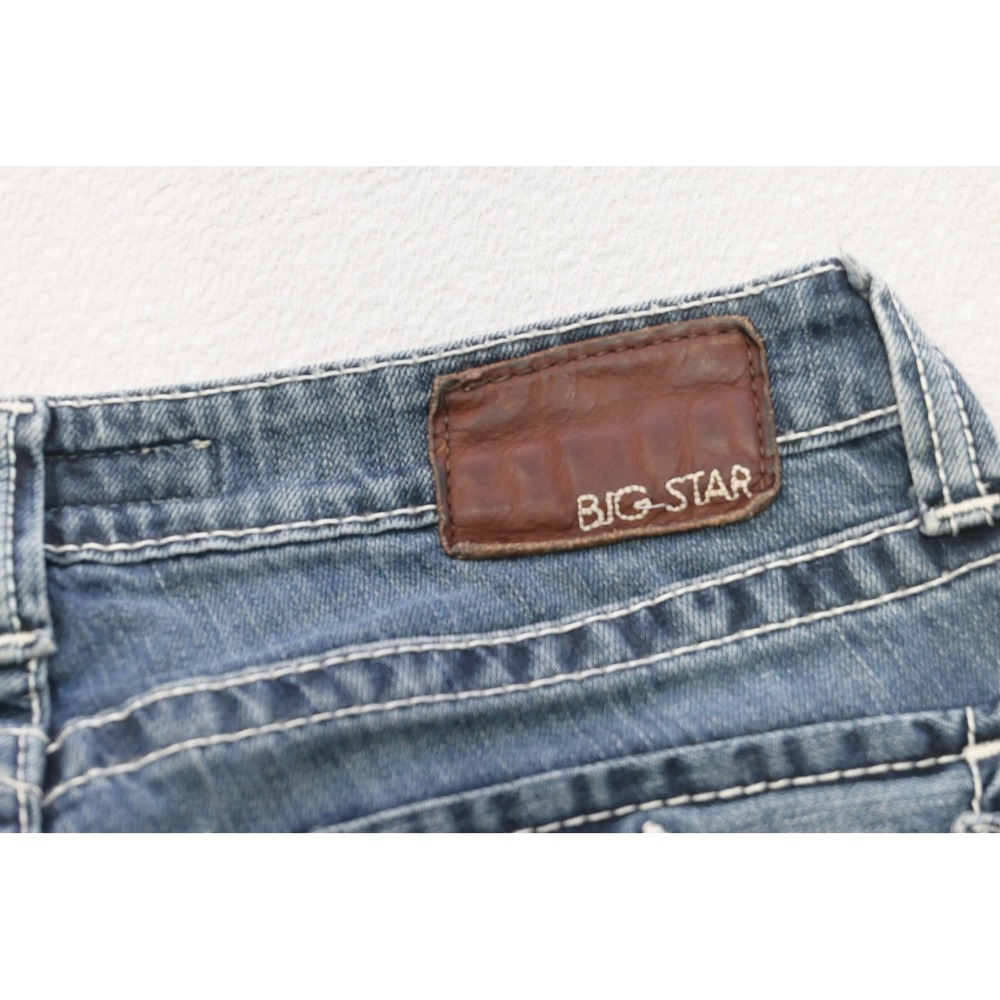 Big Star Remy Bootcut Jeans Womens 28x33 Blue Low Rise Thick Stitch Excellent